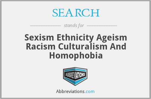 SEARCH - Sexism Ethnicity Ageism Racism Culturalism And Homophobia