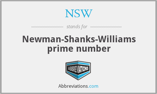 NSW - Newman-Shanks-Williams prime number
