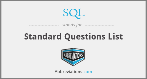SQL - Standard Questions List