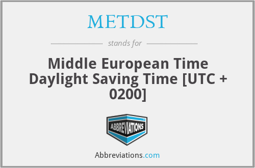METDST - Middle European Time Daylight Saving Time [UTC + 0200]