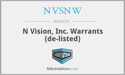 NVSNW - N Vision, Inc. Warrants (de-listed)