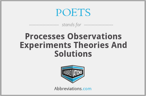 POETS - Processes Observations Experiments Theories And Solutions