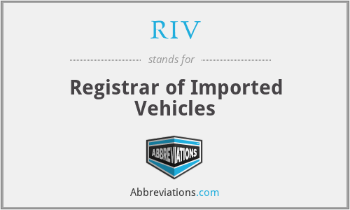RIV - Registrar of Imported Vehicles