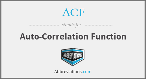 ACF - Auto-Correlation Function