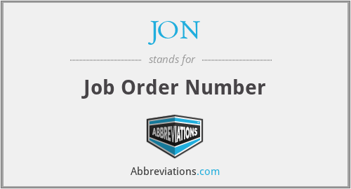 JON - Job Order Number