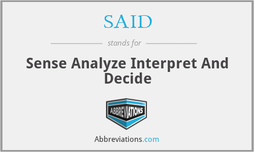 SAID - Sense Analyze Interpret And Decide