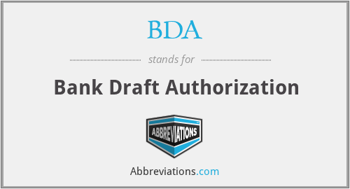 BDA - Bank Draft Authorization