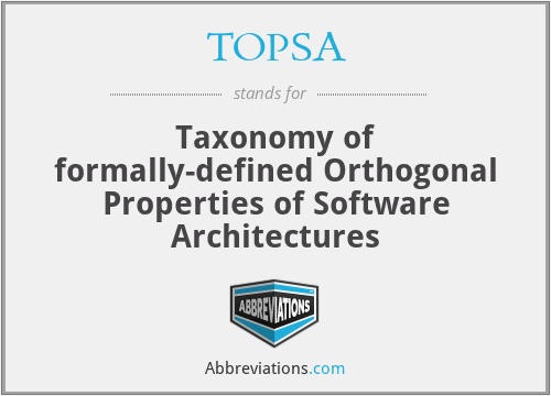 TOPSA - Taxonomy of formally-defined Orthogonal Properties of Software Architectures
