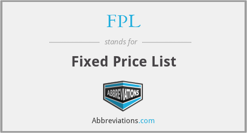 FPL - Fixed Price List