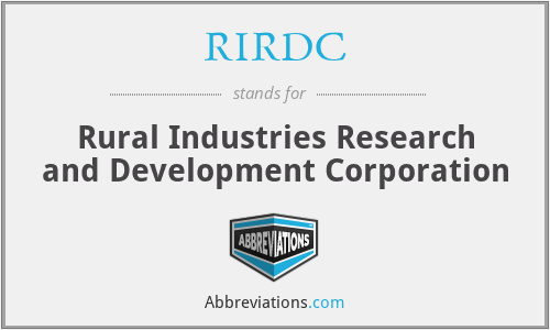 RIRDC - Rural Industries Research and Development Corporation