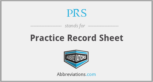 PRS - Practice Record Sheet