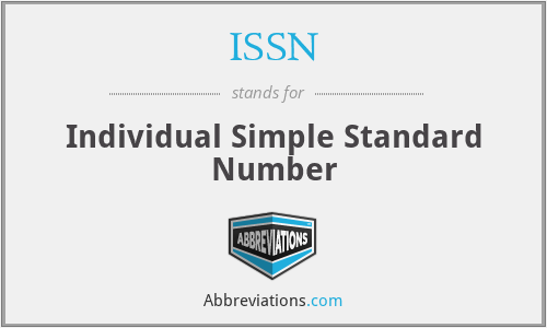ISSN - Individual Simple Standard Number