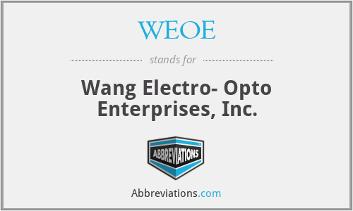 WEOE - Wang Electro- Opto Enterprises, Inc.