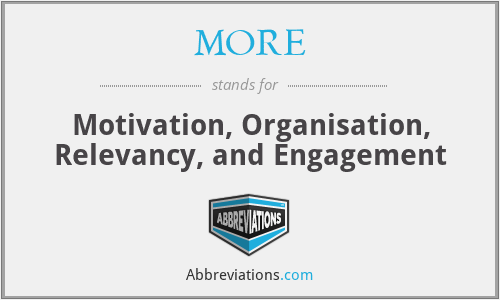 MORE - Motivation, Organisation, Relevancy, and Engagement
