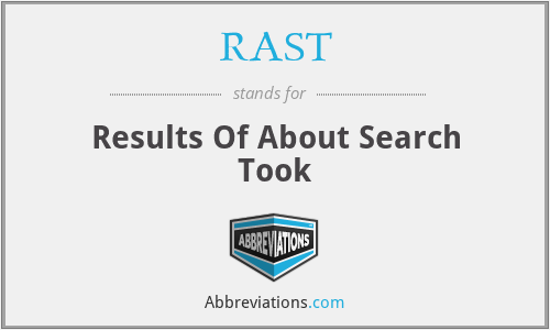 RAST - Results Of About Search Took