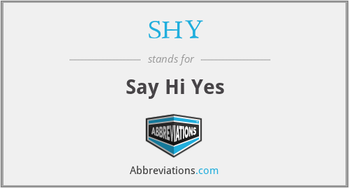 SHY - Say Hi Yes