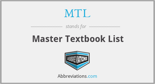 MTL - Master Textbook List
