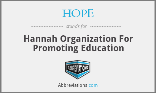 HOPE - Hannah Organization For Promoting Education