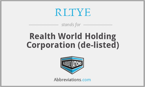 RLTYE - Realth World Holding Corporation (de-listed)