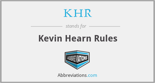 KHR - Kevin Hearn Rules