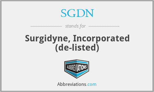 SGDN - Surgidyne, Incorporated (de-listed)