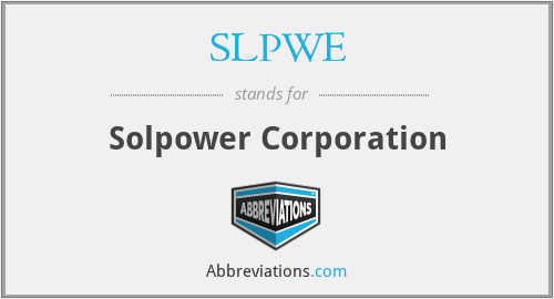 SLPWE - Solpower Corporation