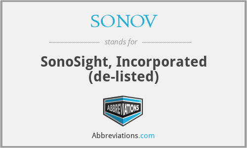 SONOV - SonoSight, Incorporated (de-listed)