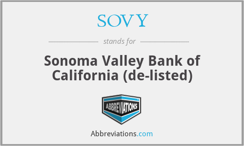 SOVY - Sonoma Valley Bank of California (de-listed)