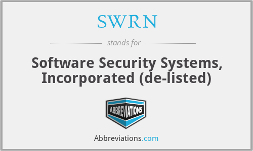 SWRN - Software Security Systems, Incorporated (de-listed)