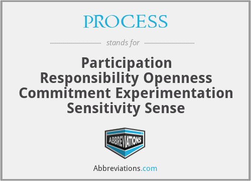 PROCESS - Participation Responsibility Openness Commitment Experimentation Sensitivity Sense