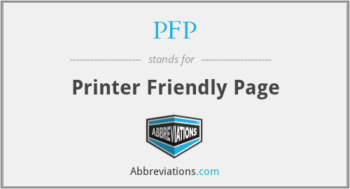 PFP - Printer Friendly Page
