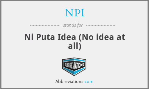 NPI - Ni Puta Idea (No idea at all)