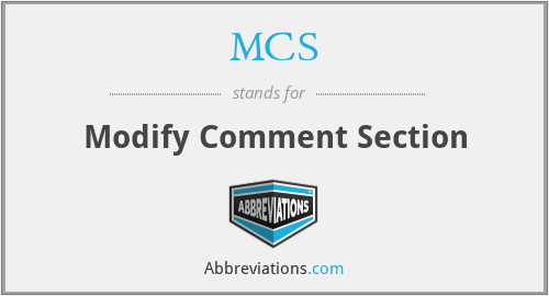 MCS - Modify Comment Section