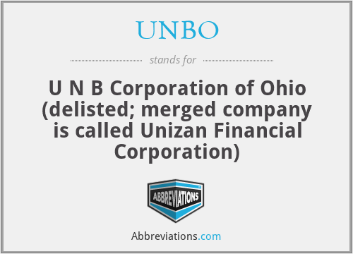 UNBO - U N B Corporation of Ohio (delisted; merged company is called Unizan Financial Corporation)
