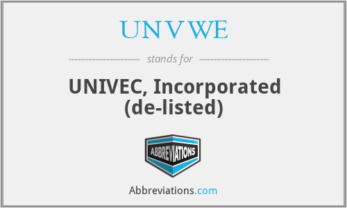 UNVWE - UNIVEC, Incorporated (de-listed)