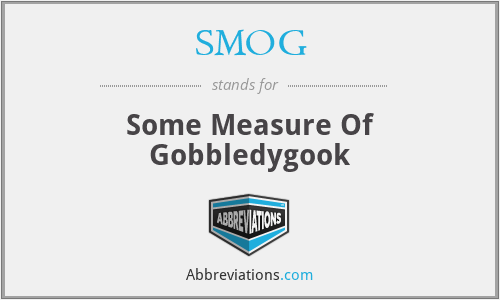 SMOG - Some Measure Of Gobbledygook