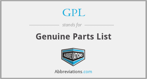 GPL - Genuine Parts List