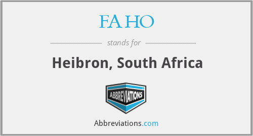 FAHO - Heibron, South Africa