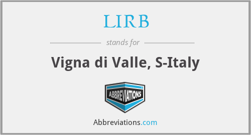 LIRB - Vigna di Valle, S-Italy