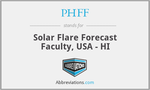 PHFF - Solar Flare Forecast Faculty, USA - HI