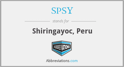 SPSY - Shiringayoc, Peru