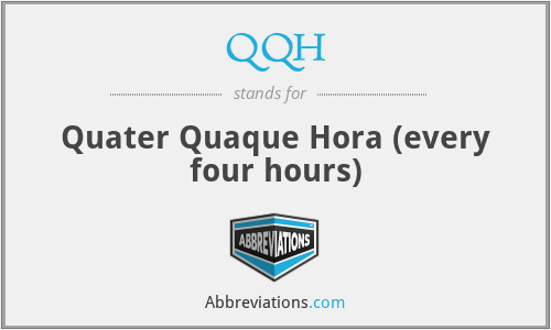 QQH - Quater Quaque Hora (every four hours)