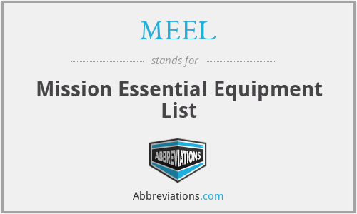 MEEL - Mission Essential Equipment List