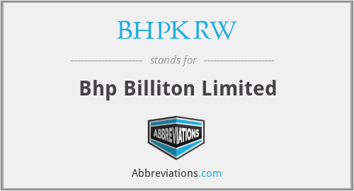 BHPKRW - Bhp Billiton Limited