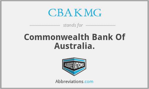CBAKMG - Commonwealth Bank Of Australia.