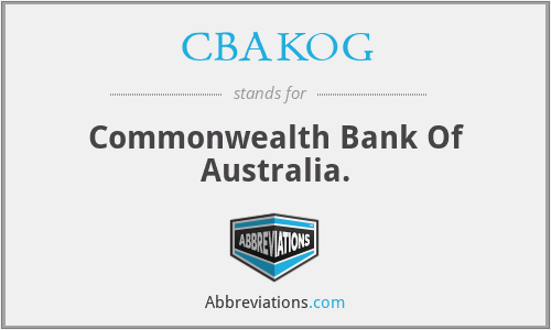 CBAKOG - Commonwealth Bank Of Australia.