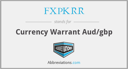 FXPKRR - Currency Warrant Aud/gbp
