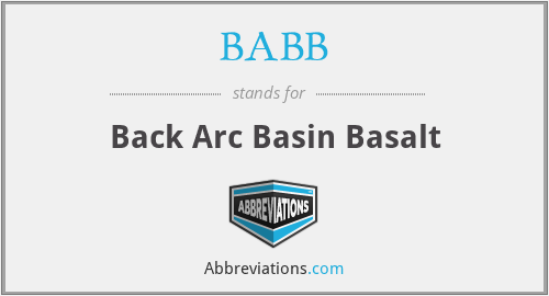 BABB - Back Arc Basin Basalt