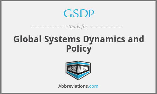 GSDP - Global Systems Dynamics and Policy