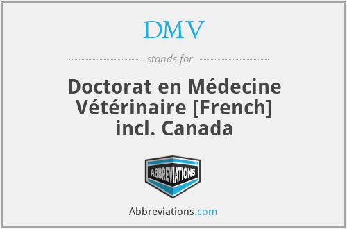 DMV - Doctorat en Médecine Vétérinaire [French] incl. Canada